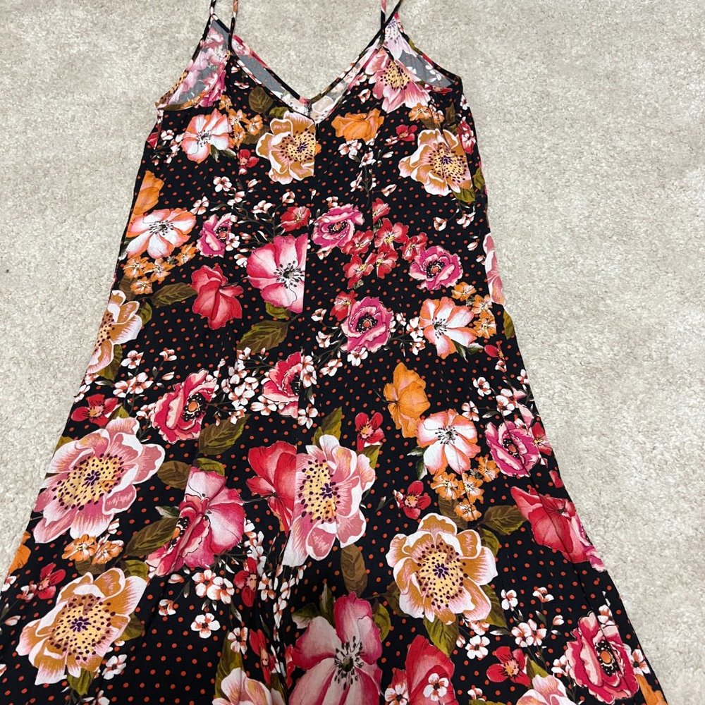 Kachel x Anthropologie Jumpsuit Size 6 Wide Leg Floral Black Pink Yellow - Picture 6 of 10